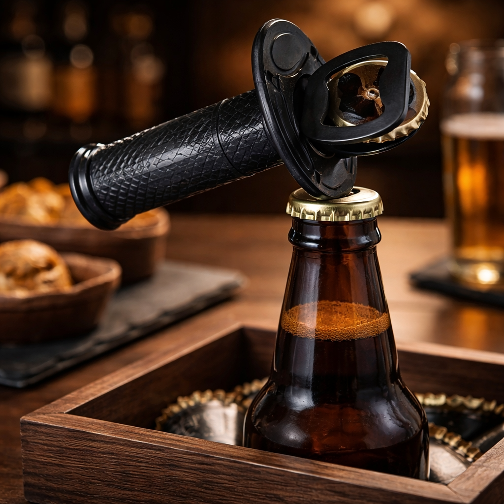 Biker, Mechaniker Flaschenöffner mit Motorradgriff